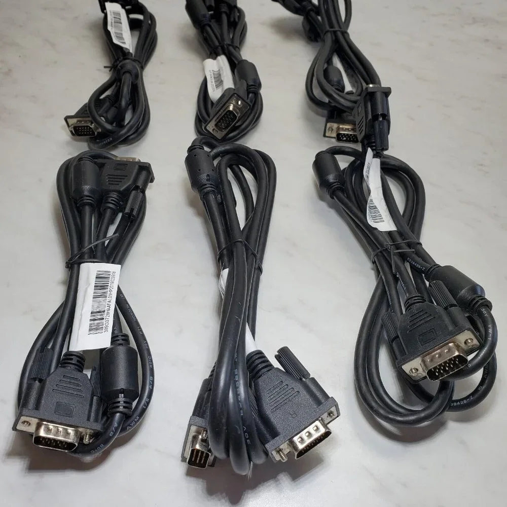 Lot of 6 Genuine HP 924318 Male To Male C2G VGA D-SUB Monitor Cable 15 P 5' New